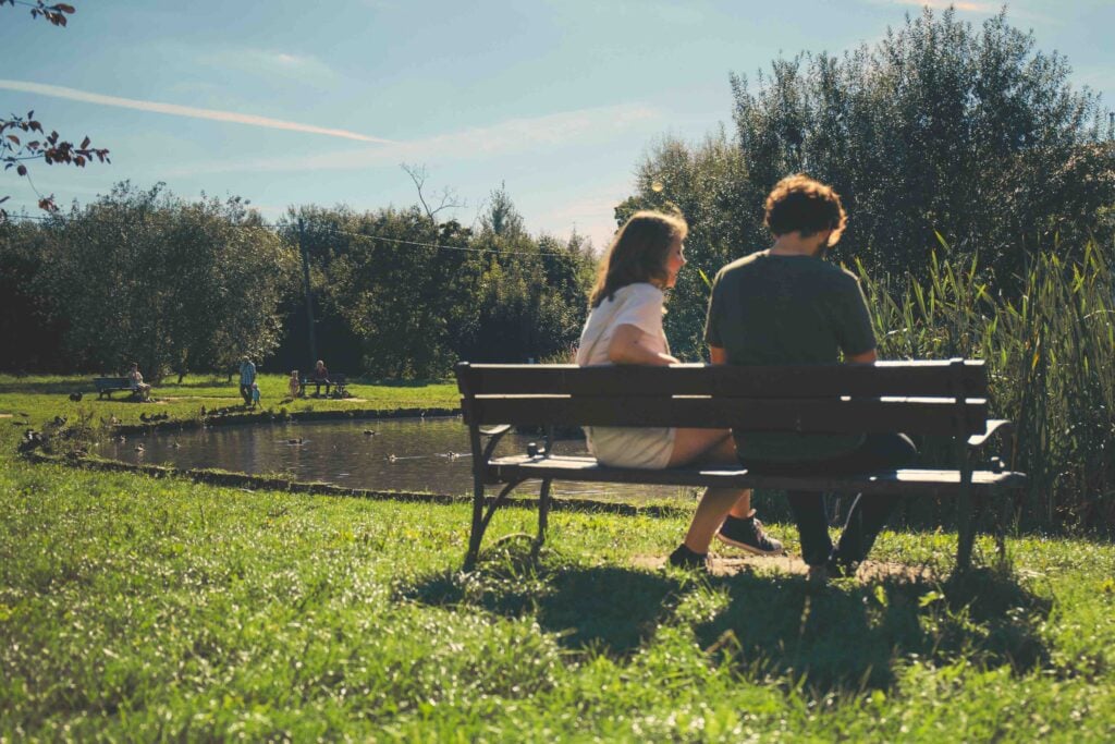 Talking on the bench