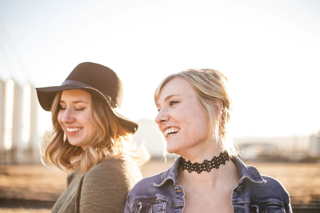 two women laughing